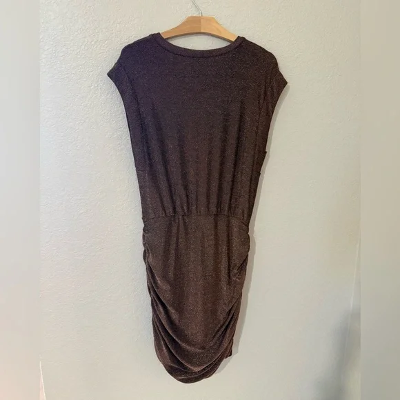 Evereve Ashlyn Metallic Sparkle Brown Mini Dress - Picture 2 of 6